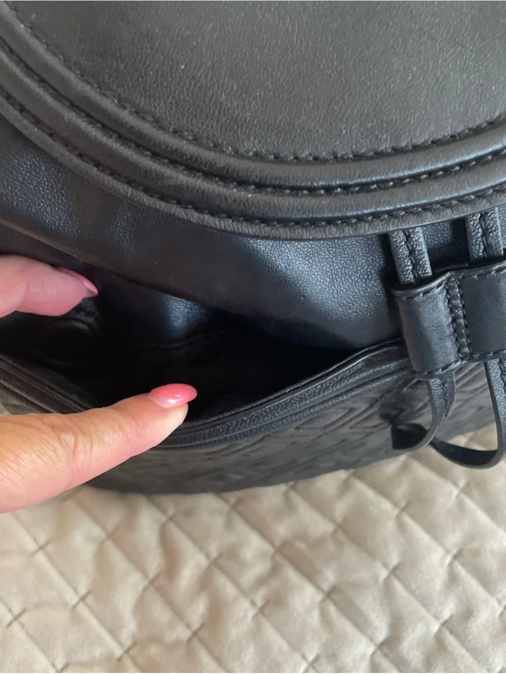 Tory Burch Black Quilted Leather Backpack